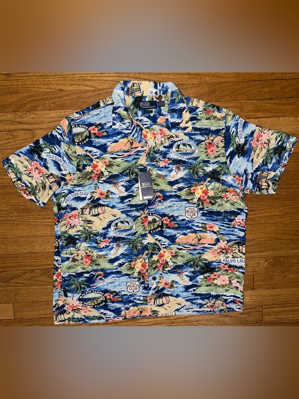 Polo Ralph Lauren Classic Fit Surf Club Beach-Print Camp Shirt Mens XL Brand New